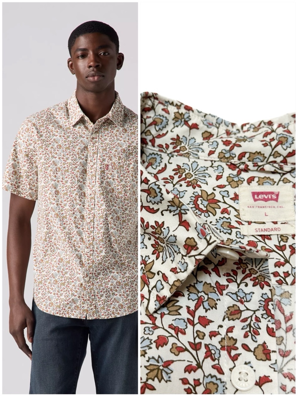 Levi’s Short Sleeve Classic One Pocket Standard Shirt Lottie Floral Etruscan Red